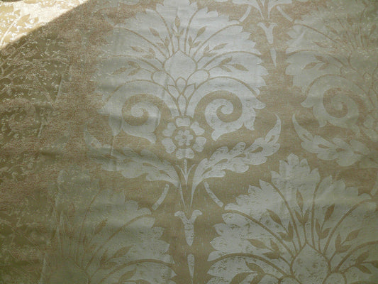 Large Stone Paisley Damask Silk - Khaki