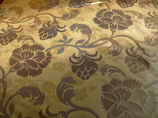 100% Silk Lampas Carnation Crewel "shimmer" Gold Beige Reversible Layered