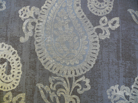 Koplavitch Giant Paisley Damask Silk - Glacier Blue Silver Gray Gold