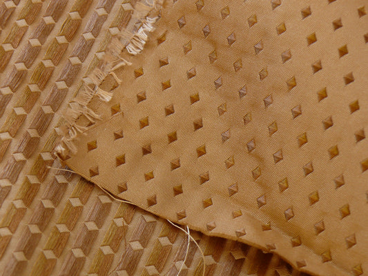 100% Silk Lampas Diamond Star Dot 222 "lariat" Tan Brown