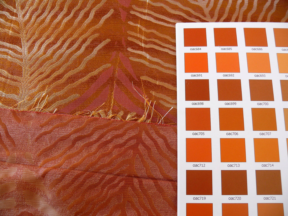 By Yard 100% Silk Lampas Cedar Tree Linden Leaf "terracotta" Brown Red Gold Foliage Forest Mid-Century Reversible