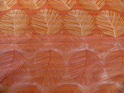 By Yard 100% Silk Lampas Cedar Tree Linden Leaf "terracotta" Brown Red Gold Foliage Forest Mid-Century Reversible