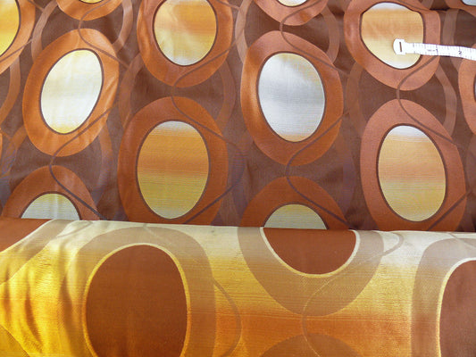 Java Egg Mirror Lampas Silk - Brown Gold Purple