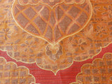 100% Silk Lampas Aged Metal Large Medallion "merlot" Red Gold MSRP USD 328/yard