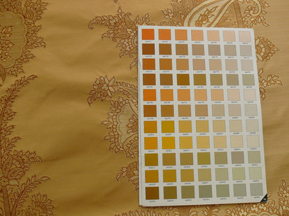 100% Silk Lampas Magnolia "amber" Tan Gold