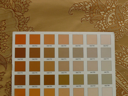100% Silk Lampas Magnolia "amber" Tan Gold