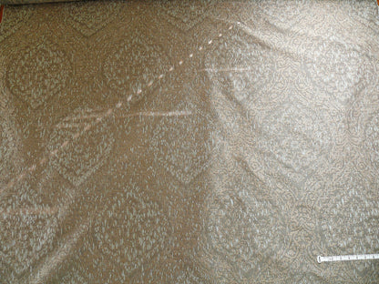 100% Silk Lampas Ikat Medallion "cloud" Gray Silver Reversible Mid-Century