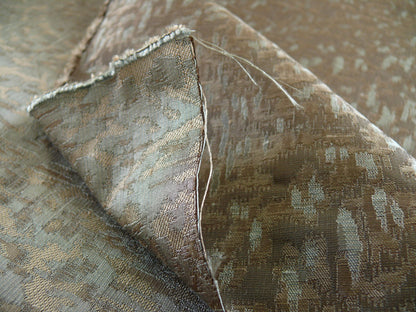 100% Silk Lampas Ikat Medallion "cloud" Gray Silver Reversible Mid-Century