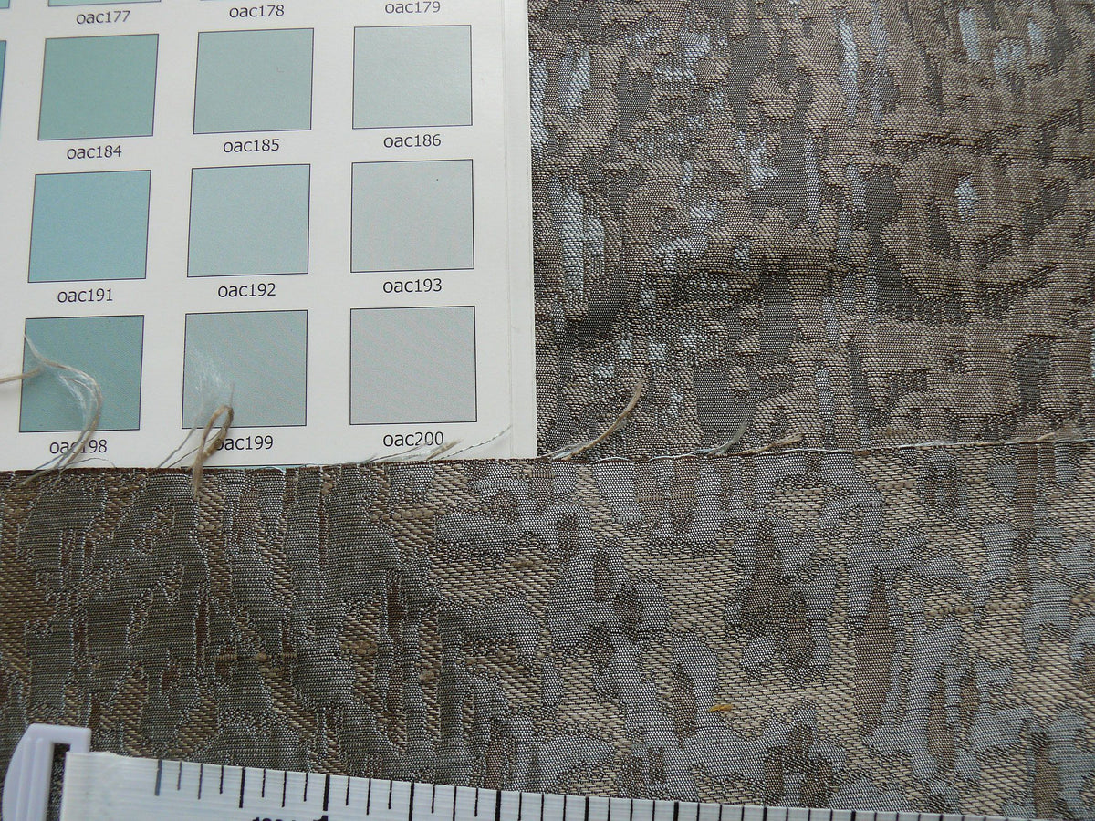 100% Silk Lampas Ikat Medallion "cloud" Gray Silver Reversible Mid-Century