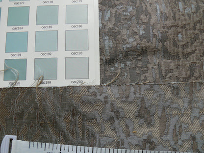 100% Silk Lampas Ikat Medallion "cloud" Gray Silver Reversible Mid-Century