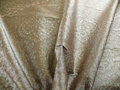 100% Silk Lampas Ikat Medallion "cloud" Gray Silver Reversible Mid-Century