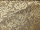 by yard 100% Silk Jacquard Papercut Pomegranate Flower "hemp" Khaki Mid Century Strie
