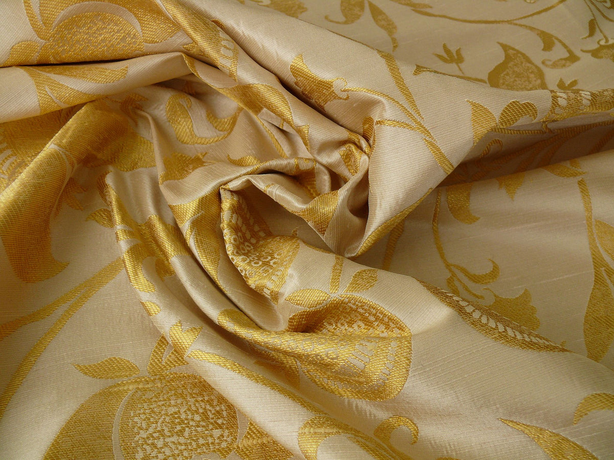 100% Silk Lampas Fairy Tale Pom "gold" Yellow White Josef Frank - By The Yard -MSRP USD 345/y