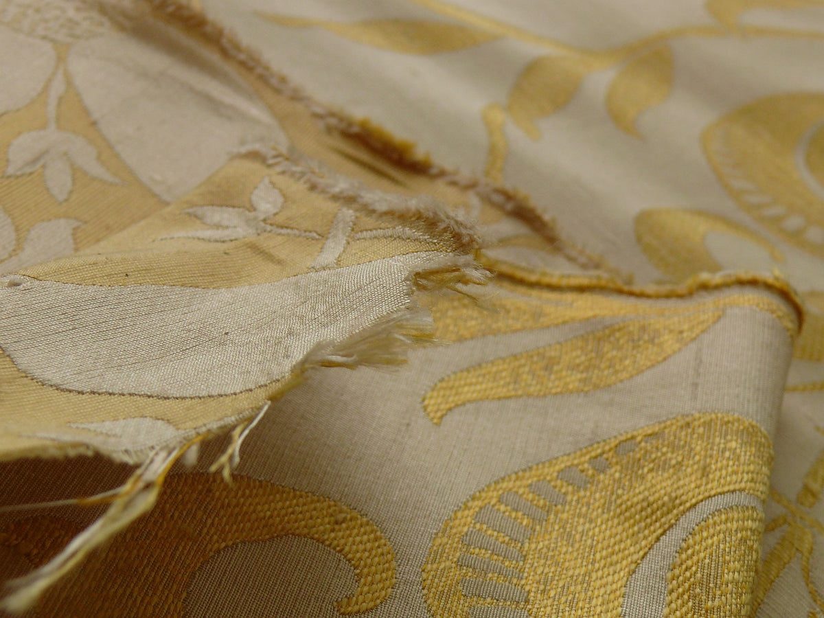100% Silk Lampas Fairy Tale Pom "gold" Yellow White Josef Frank - By The Yard -MSRP USD 345/y