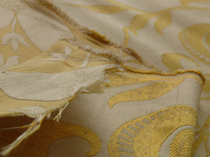 100% Silk Lampas Fairy Tale Pom "gold" Yellow White Josef Frank - By The Yard -MSRP USD 345/y