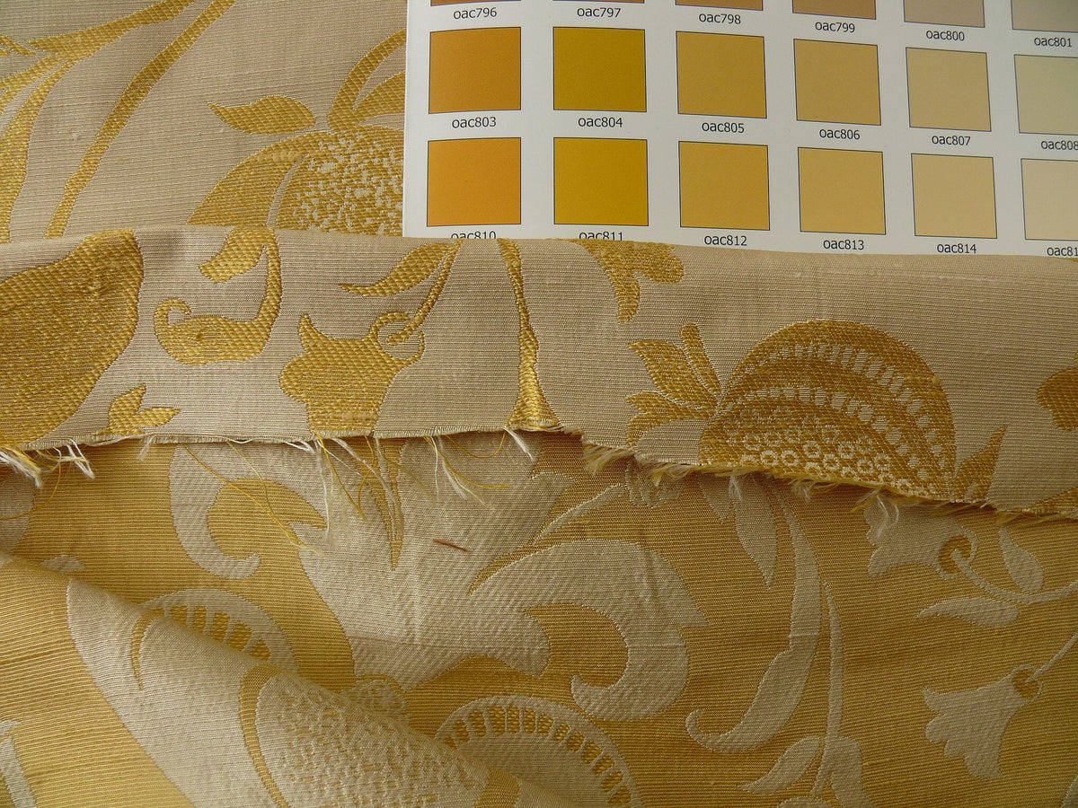 100% Silk Lampas Fairy Tale Pom "gold" Yellow White Josef Frank - By The Yard -MSRP USD 345/y