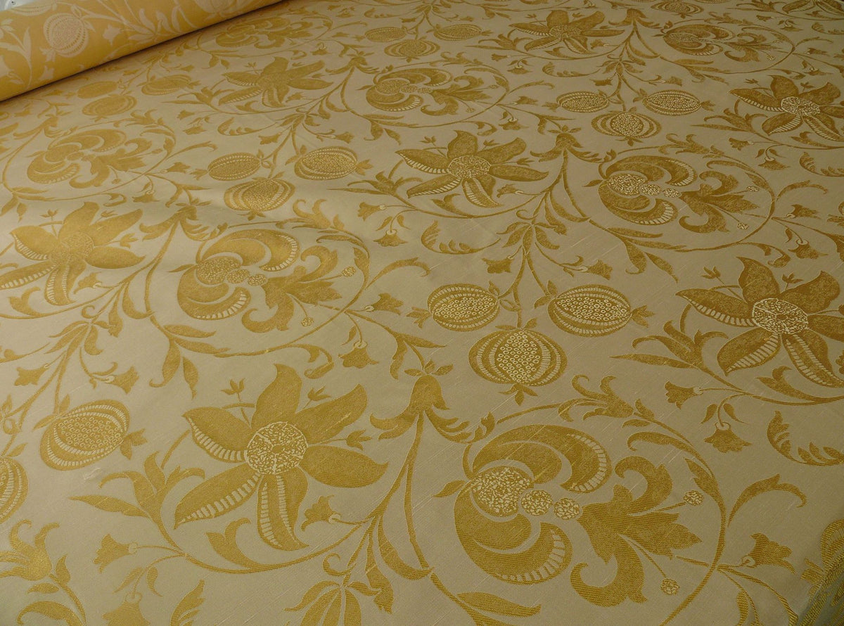 100% Silk Lampas Fairy Tale Pom "gold" Yellow White Josef Frank - By The Yard -MSRP USD 345/y
