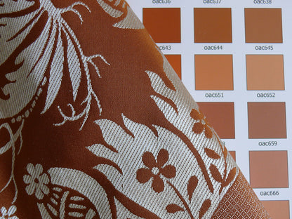 Scalamandre "chippendale" Silk Lampas Jacquard Artichoke Pomegranate Teak Rust Orange Cream Silver White