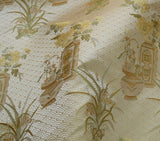 Chinoiserie Gold Peony Basket Vase Silk - Creamy Goldspun