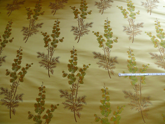 Schumacher Bell Flower Silk Lampas - Pine Green Gold