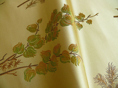 By Yard Schumacher 100% Silk Lampas Bell Flower "pine" Green Gold