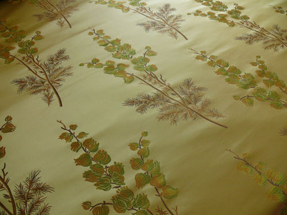 By Yard Schumacher 100% Silk Lampas Bell Flower "pine" Green Gold