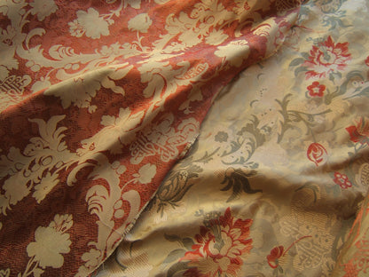 1.25 yards Scalamandre Old World Weavers Louis Xv Silk Lampas Chinese Gold Red Chinoiserie MSRP USD 730/Y circa 1730