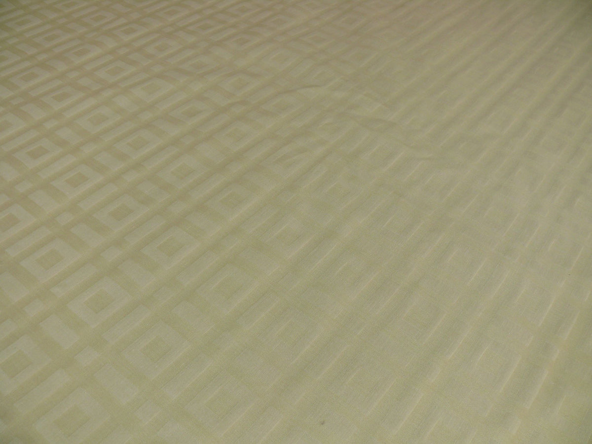 Lee Jofa Stewart Weave Ivory Square Maze Cotton Linen Damask Cream White Heavy Duty MSRP USD156/Y