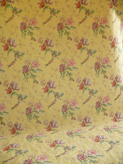 Lee Jofa Mansart Lampass French Court Flower Rose Bouquet Lampas in Jasmine Yellow Red Pink Green MSRP USD269/y