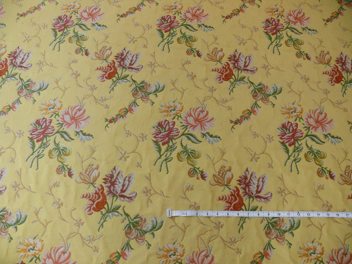 Lee Jofa Mansart Lampass French Court Flower Rose Bouquet Lampas in Jasmine Yellow Red Pink Green MSRP USD269/y