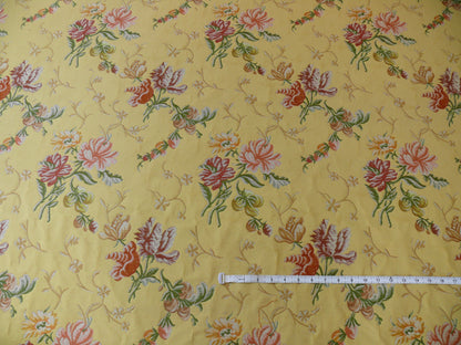 Lee Jofa Mansart Lampass French Court Flower Rose Bouquet Lampas in Jasmine Yellow Red Pink Green MSRP USD269/y