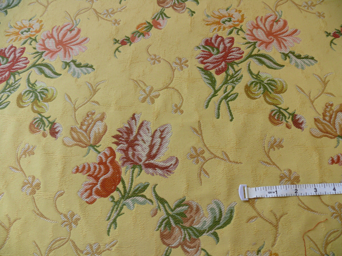 Lee Jofa Mansart Lampass French Court Flower Rose Bouquet Lampas in Jasmine Yellow Red Pink Green MSRP USD269/y
