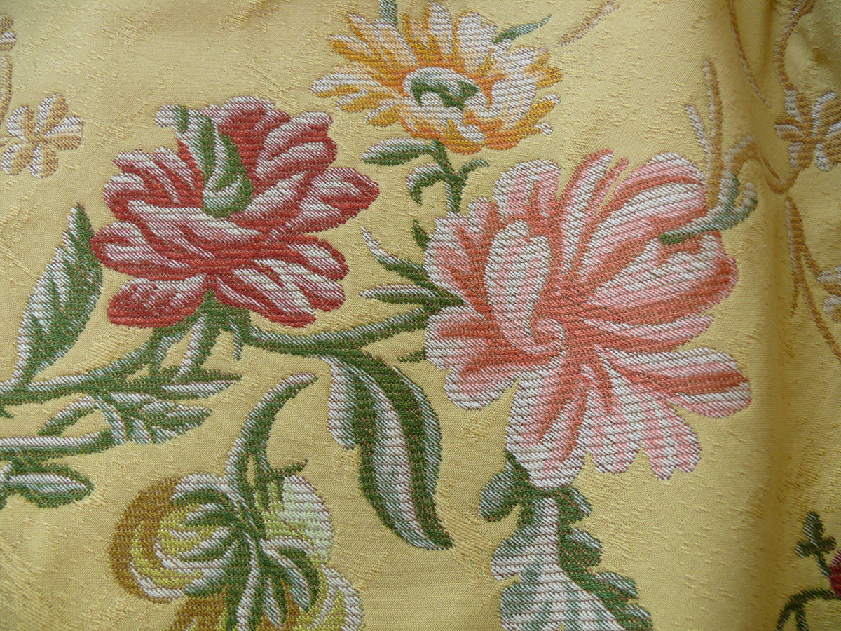 Lee Jofa Mansart Lampass French Court Flower Rose Bouquet Lampas in Jasmine Yellow Red Pink Green MSRP USD269/y