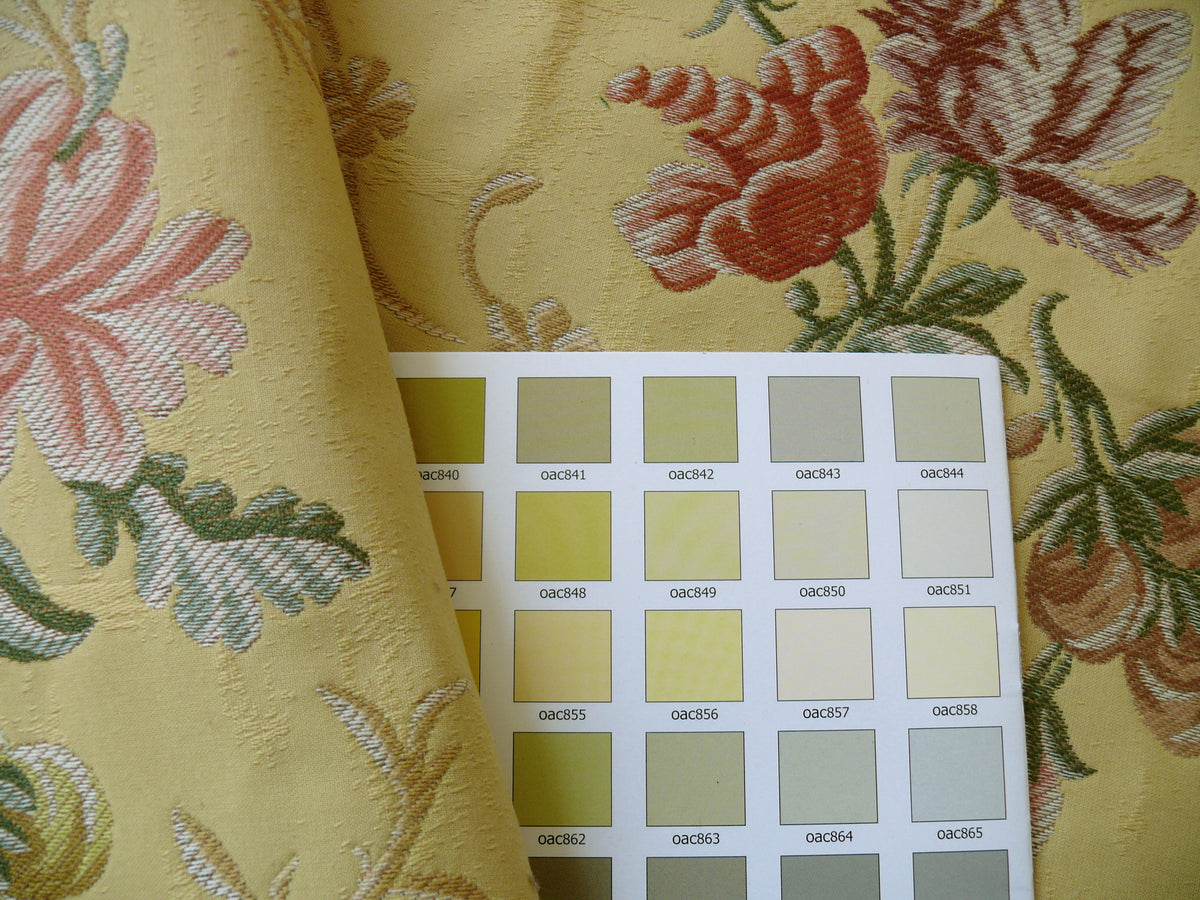 Lee Jofa Mansart Lampass French Court Flower Rose Bouquet Lampas in Jasmine Yellow Red Pink Green MSRP USD269/y