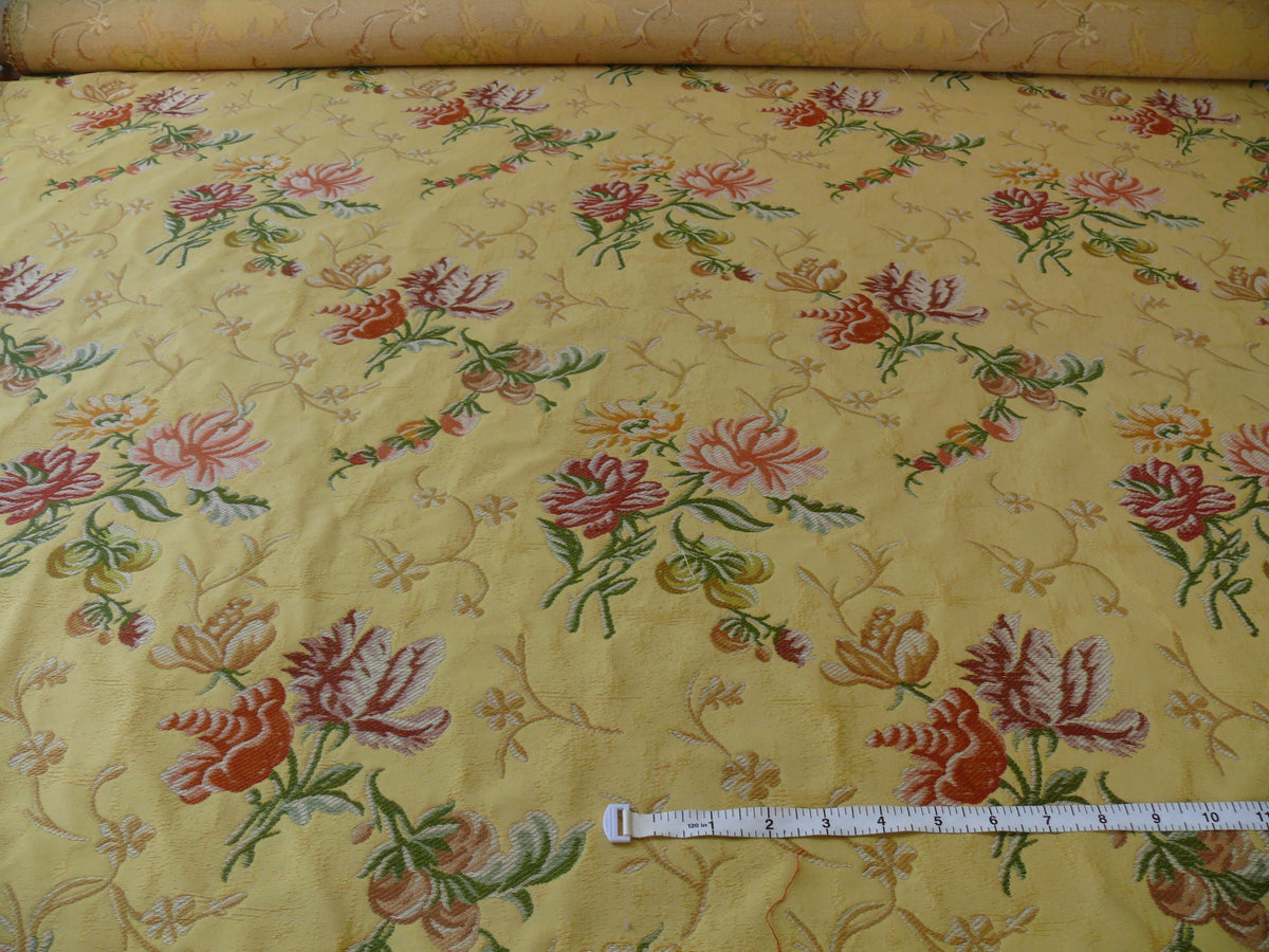 Lee Jofa Mansart Lampass French Court Flower Rose Bouquet Lampas in Jasmine Yellow Red Pink Green MSRP USD269/y