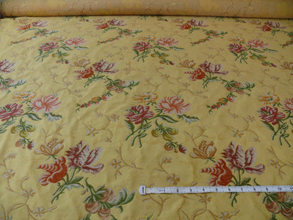 Lee Jofa Mansart Lampass French Court Flower Rose Bouquet Lampas in Jasmine Yellow Red Pink Green MSRP USD269/y