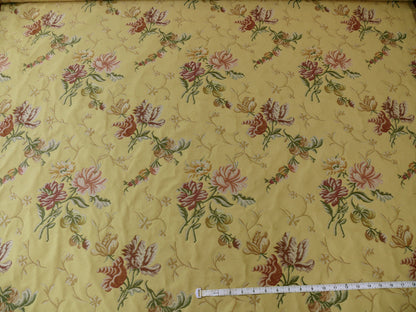 Lee Jofa Mansart Lampass French Court Flower Rose Bouquet Lampas in Jasmine Yellow Red Pink Green MSRP USD269/y