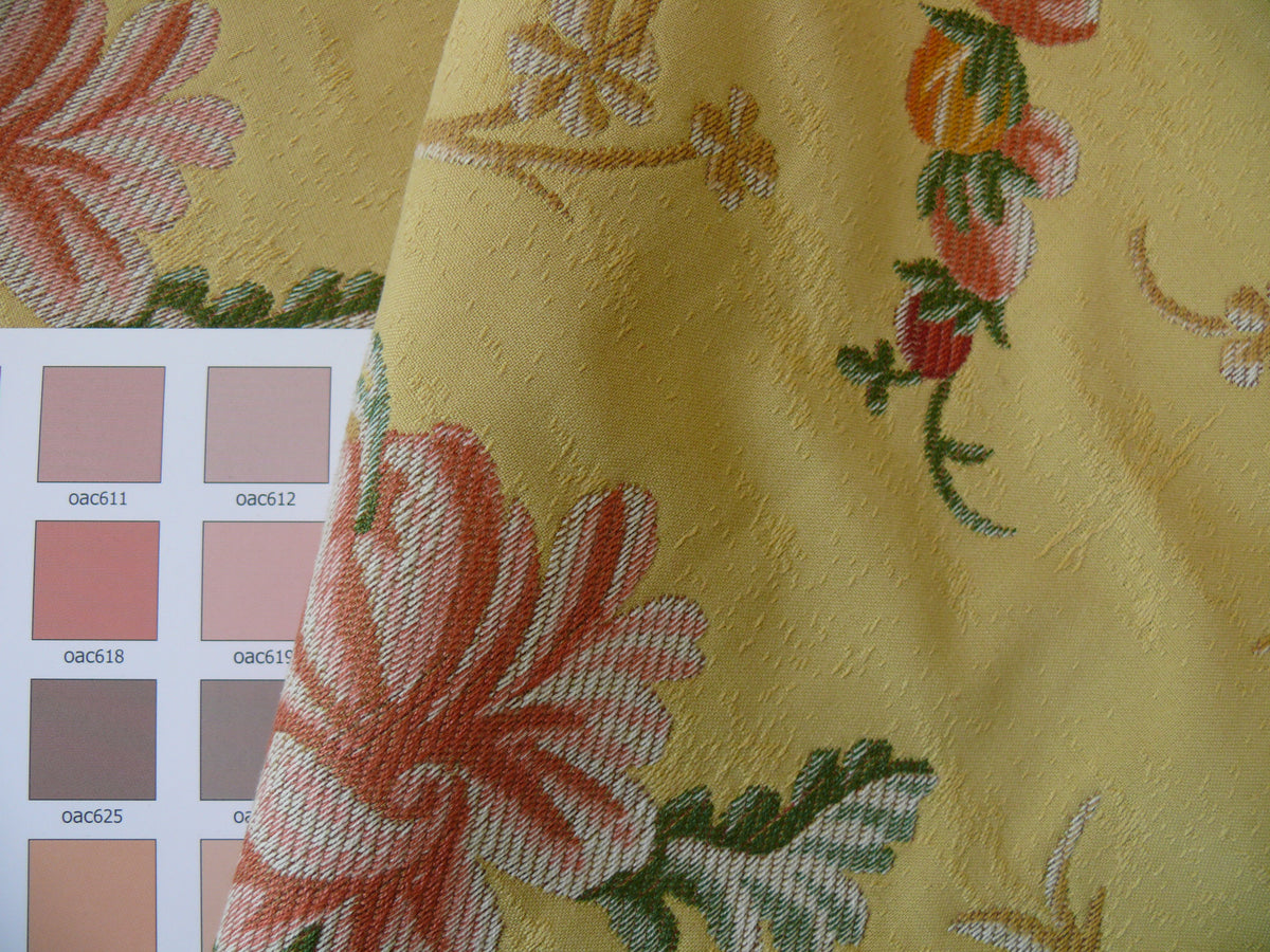 Lee Jofa Mansart Lampass French Court Flower Rose Bouquet Lampas in Jasmine Yellow Red Pink Green MSRP USD269/y