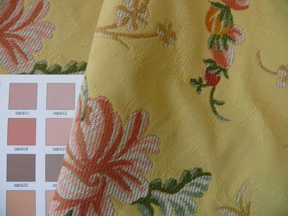 Lee Jofa Mansart Lampass French Court Flower Rose Bouquet Lampas in Jasmine Yellow Red Pink Green MSRP USD269/y