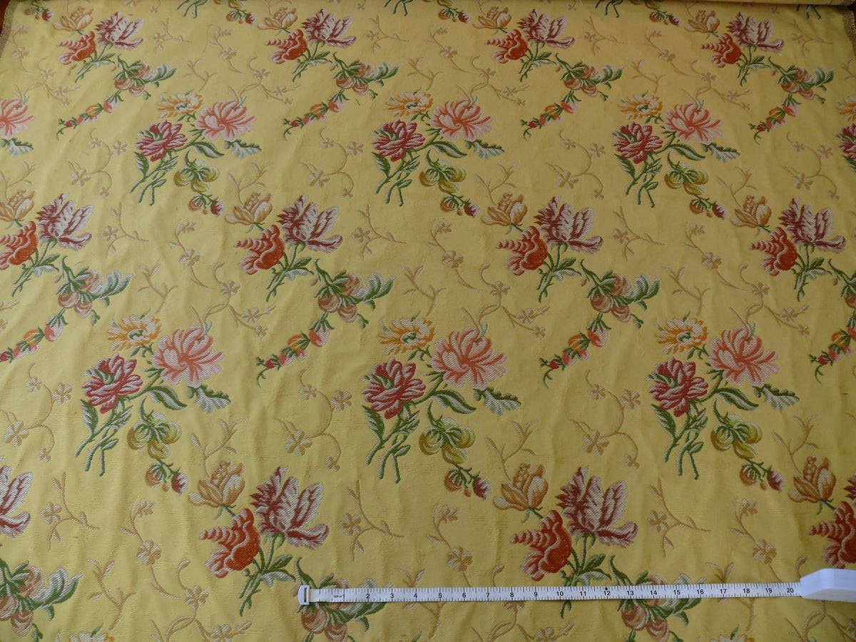 Lee Jofa Mansart Lampass French Court Flower Rose Bouquet Lampas in Jasmine Yellow Red Pink Green MSRP USD269/y