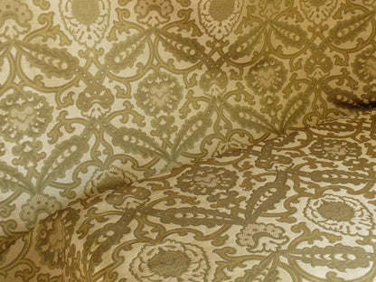 Lee Jofa Crescent Silk Damask Loden Green Crest Arabesque Medallion MSRP USD 198/Y - By the Yard