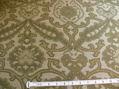 Lee Jofa Crescent Silk Damask Loden Green Crest Arabesque Medallion MSRP USD 198/Y - By the Yard