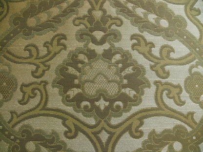 Lee Jofa Crescent Silk Damask Loden Green Crest Arabesque Medallion MSRP USD 198/Y - By the Yard