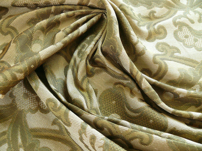Lee Jofa Crescent Silk Damask Loden Green Crest Arabesque Medallion MSRP USD 198/Y - By the Yard