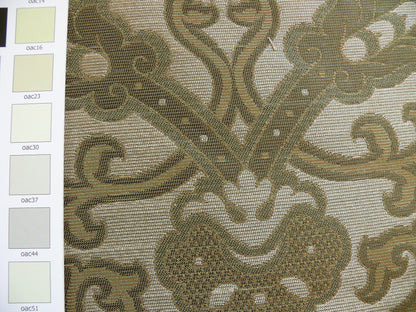 Lee Jofa Crescent Silk Damask Loden Green Crest Arabesque Medallion MSRP USD 198/Y - By the Yard