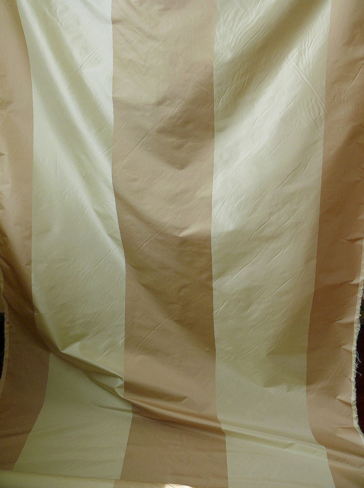 By Yard Lee Jofa Tennyson Stripe "Cream" Wide Stripe Silk Taffeta Beige MSRP USD 256/Y