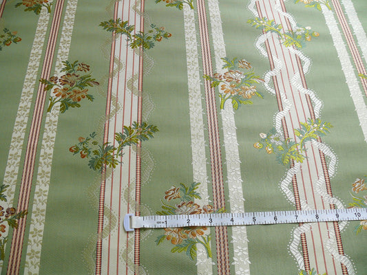 Lee Jofa Maria Brocade Deeper Forest Green Peach Copper Rose White Cotton Silk MSRP USD 456/Y