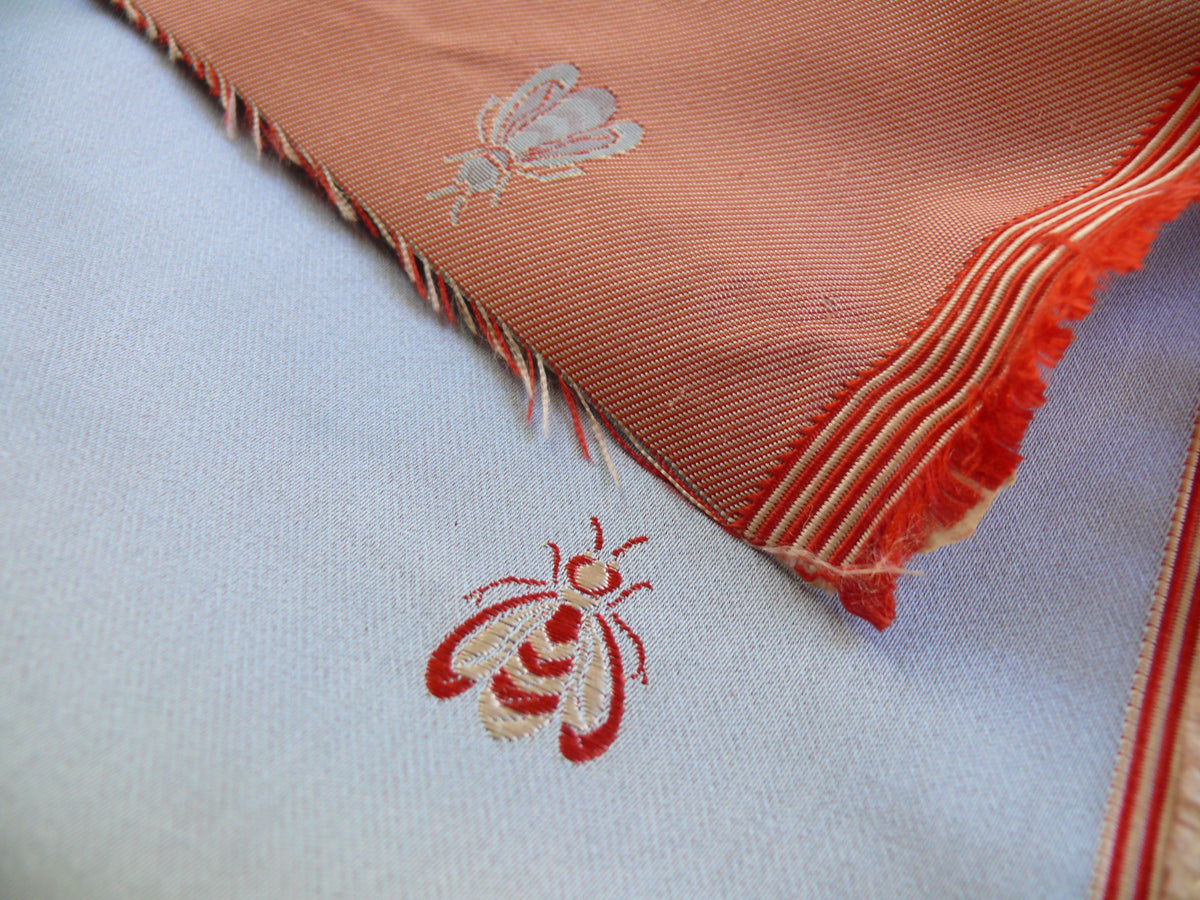 Scalamandre "monroe Bee" Silk Lampas Blue Red French Court 19th Century Empire Revival Neoclassical Empire MSRP USD 450/Y