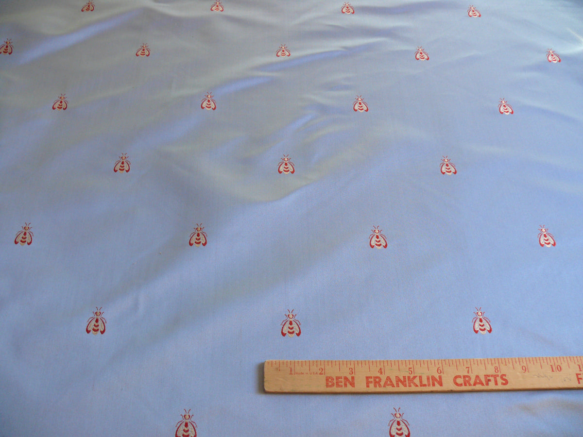 Scalamandre "monroe Bee" Silk Lampas Blue Red French Court 19th Century Empire Revival Neoclassical Empire MSRP USD 450/Y