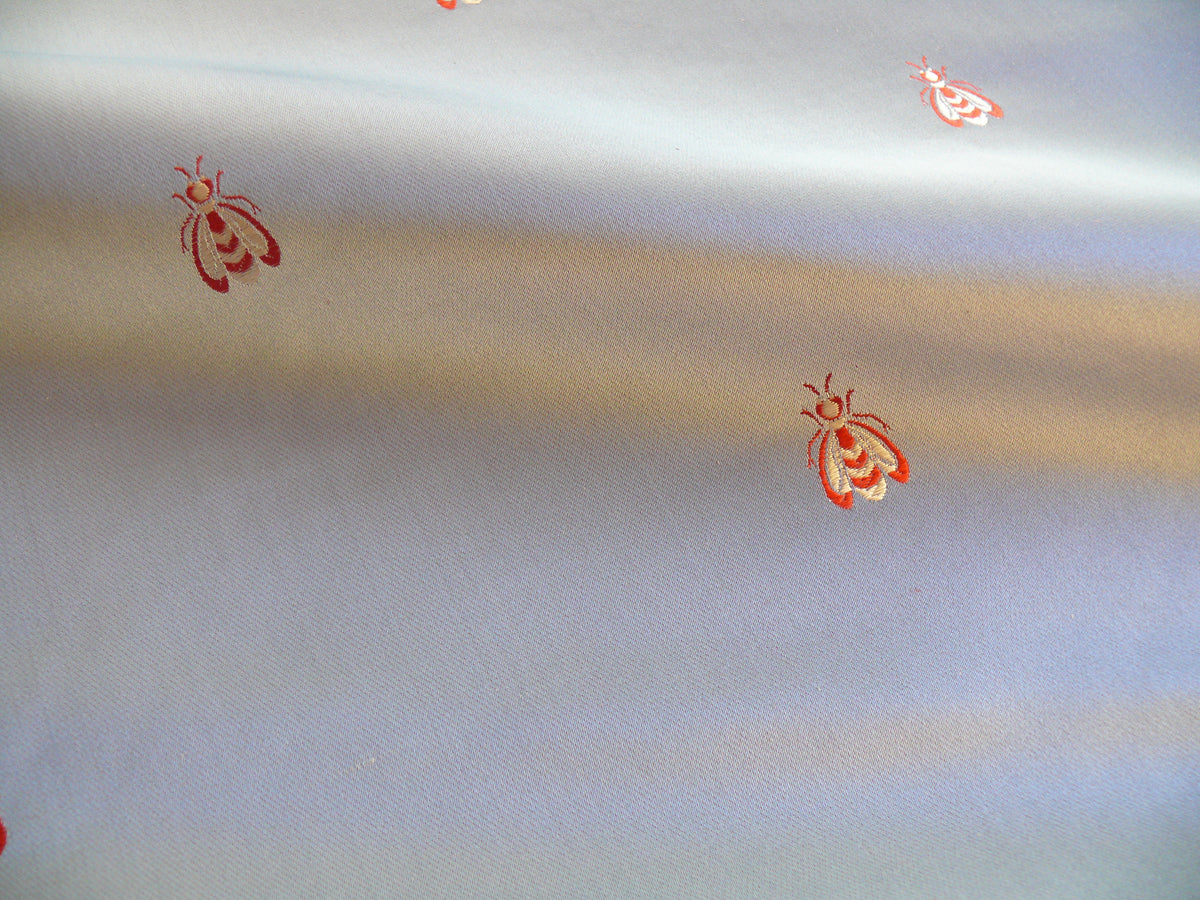 Scalamandre "monroe Bee" Silk Lampas Blue Red French Court 19th Century Empire Revival Neoclassical Empire MSRP USD 450/Y